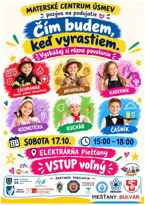 Fotografia k článku Čím budem, keď vyrastiem? V piešťanskej Elektrárni si deti vyskúšajú rôzne profesie